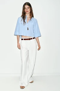 SHORT SHIRT WITH STRIPED FLAPS