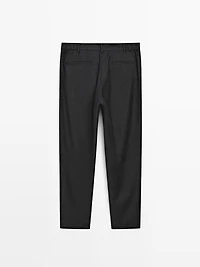 100% wool flannel trousers with elasticated side