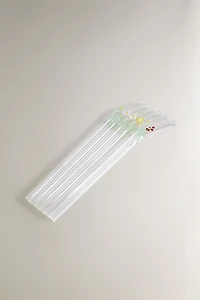 SET OF FLORAL BOROSILICATE GLASS STRAWS (SET OF 6)