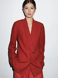 Linen blend shawl collar blazer