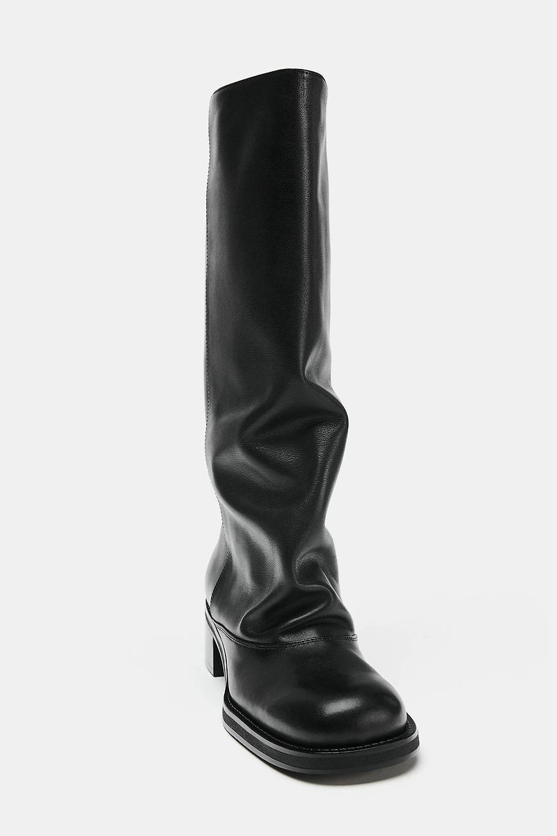 LEATHER BIKER BOOTS