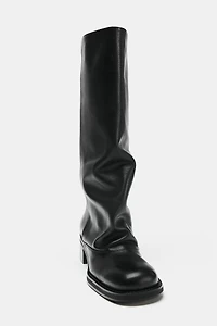 LEATHER BIKER BOOTS