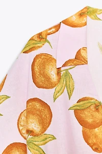 PRINTED CROPPED LINEN TOP