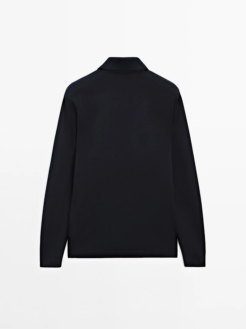 Mock neck quarter zip polo shirt