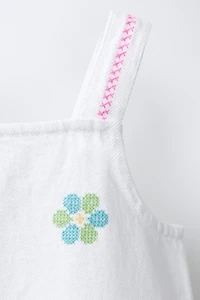 CROSS-STITCH FLORAL TWILL DRESS