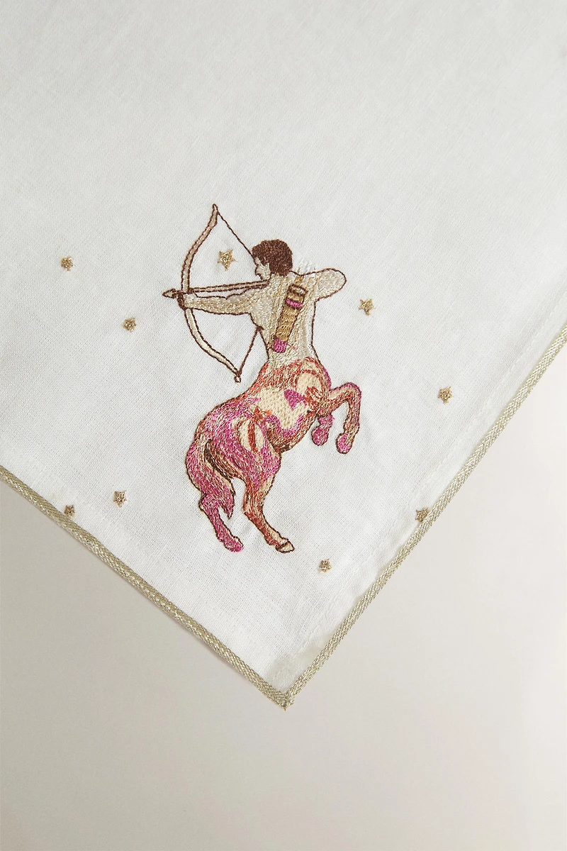 SAGITTARIUS EMBROIDERED LINEN NAPKIN | MARISA BERENSON