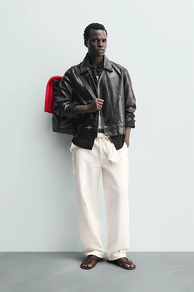 FAUX LEATHER JACKET WITH FIREMAN CLASPS