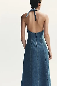 TRF HALTER DENIM DRESS