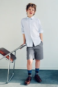 STRIPED COTTON AND LINEN SHIRT