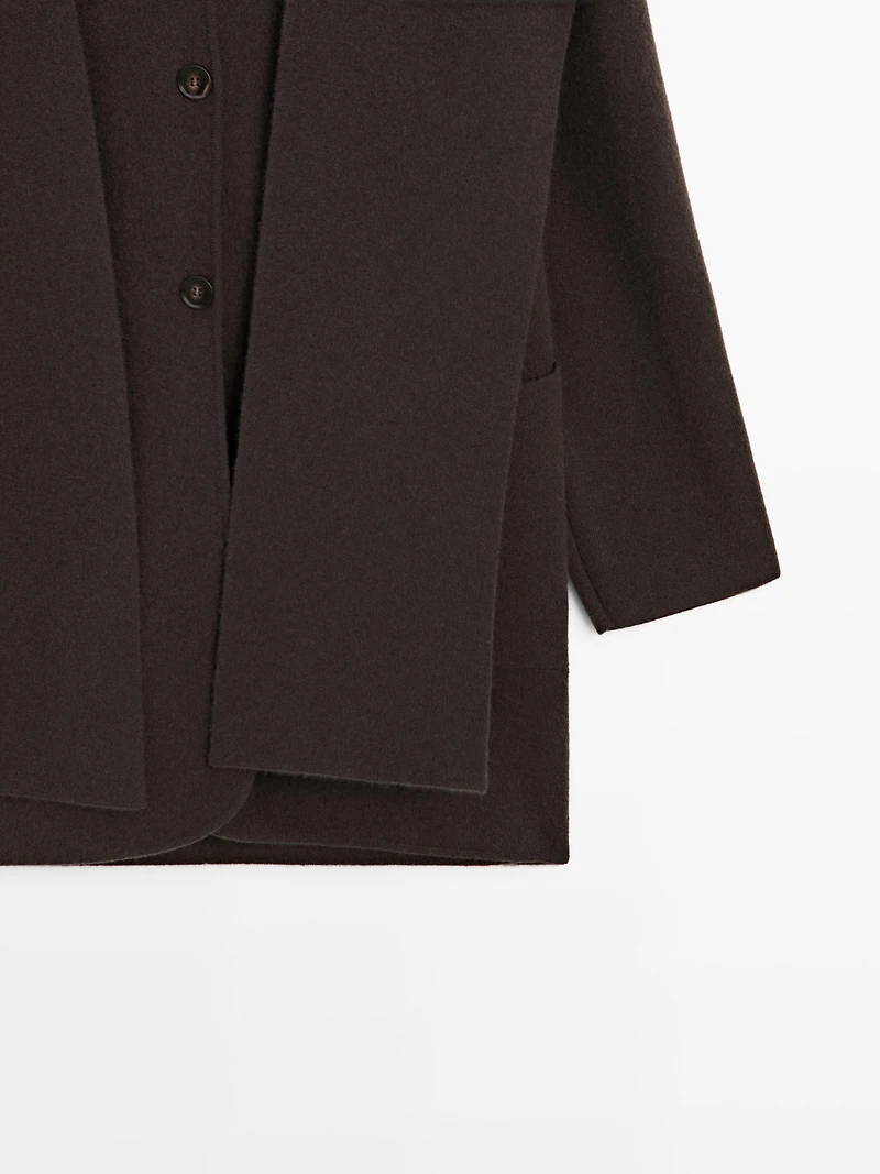 Long jacket with scarf hood detail