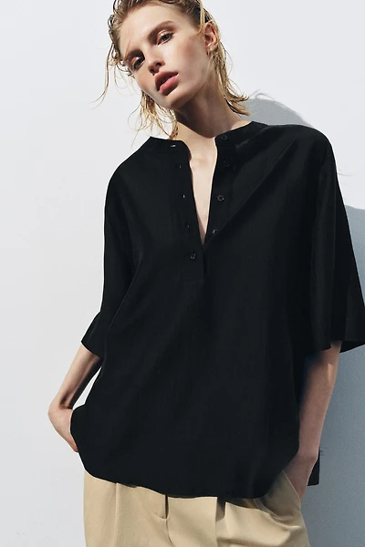 ZW COLLECTION FLOWY SHORT SLEEVE BLOUSE