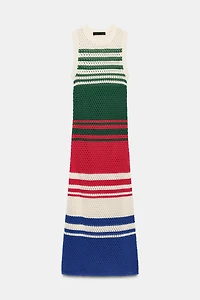 STRIPED KNIT MIDI DRESS