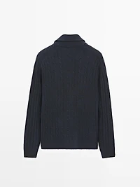 Cardigan tressé 100 % laine à fermeture Éclair