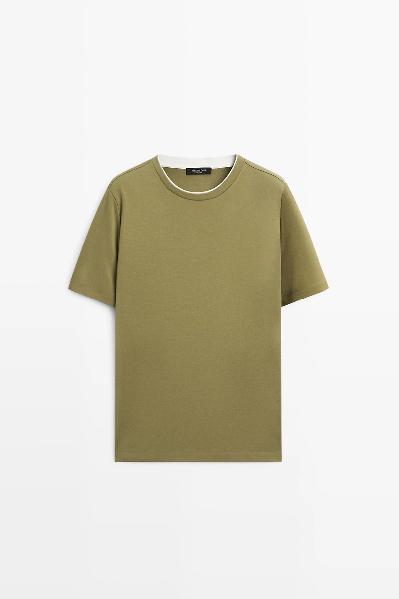 100% cotton layered collar T-shirt