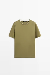 100% cotton layered collar T-shirt