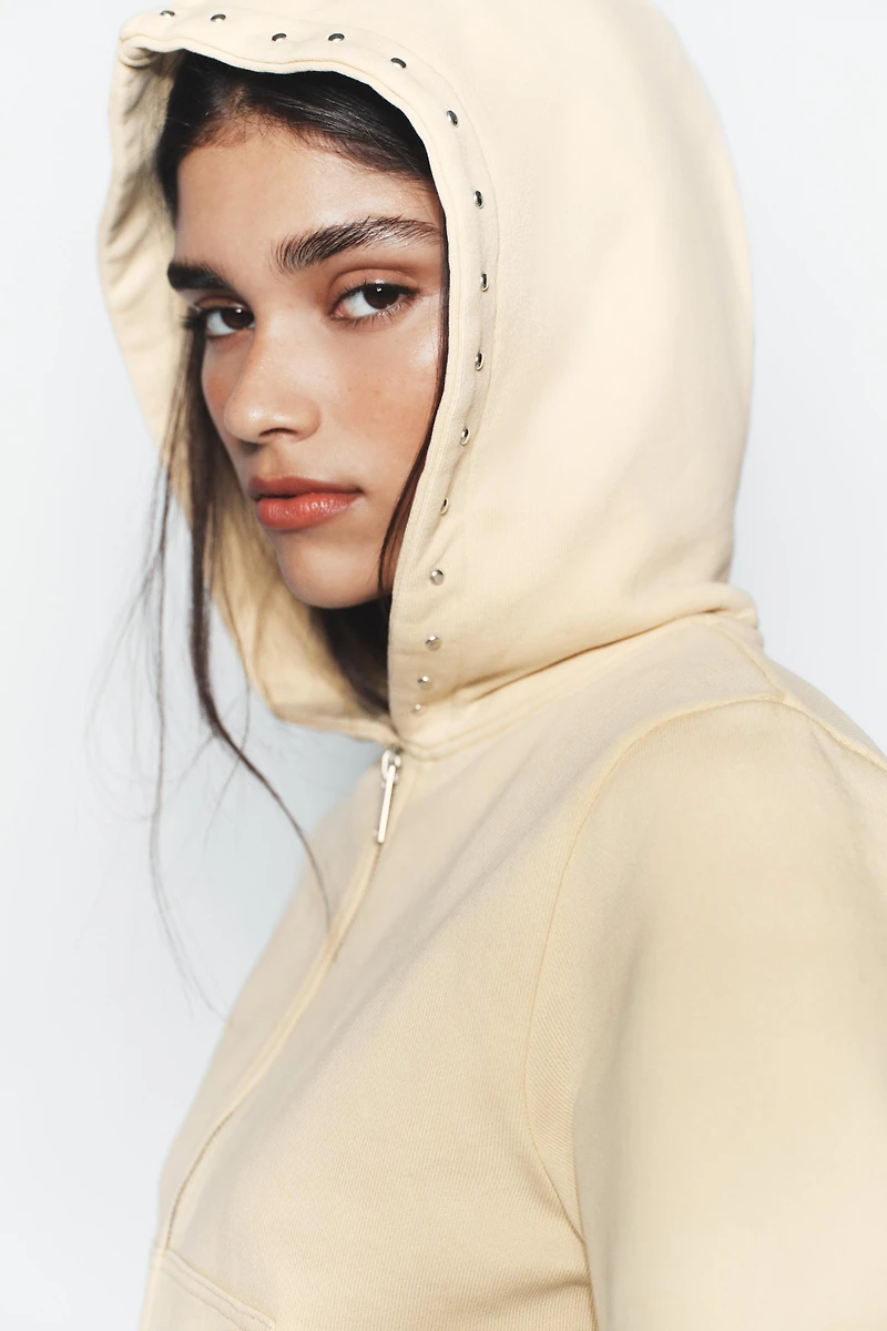 STUDDED HOODIE SWEATSHIRT