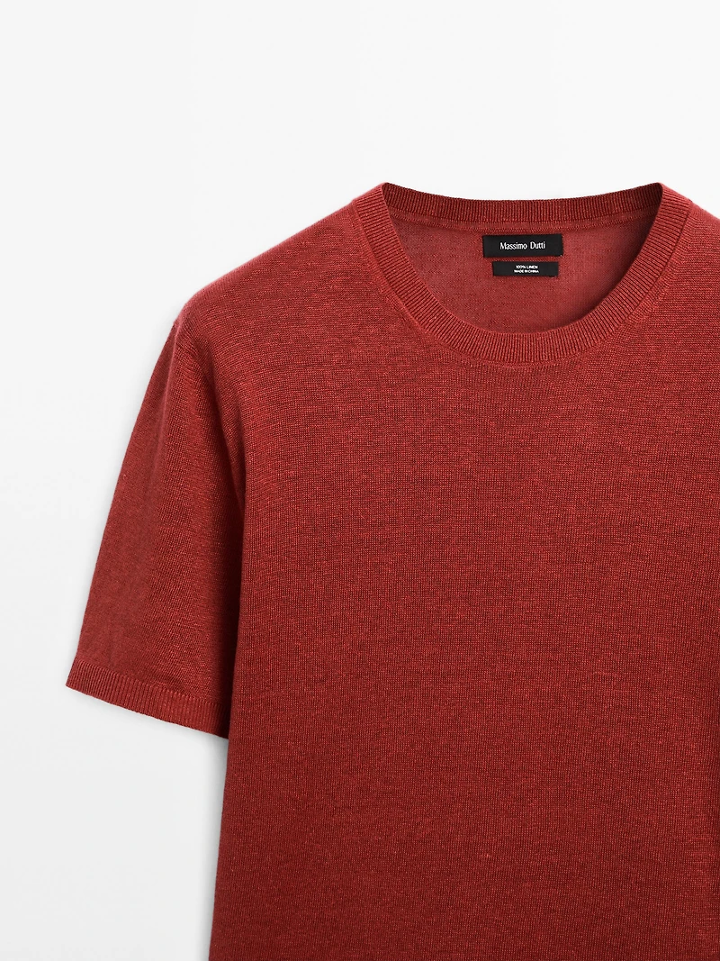 T-shirt en maille à manches courtes 100 % lin