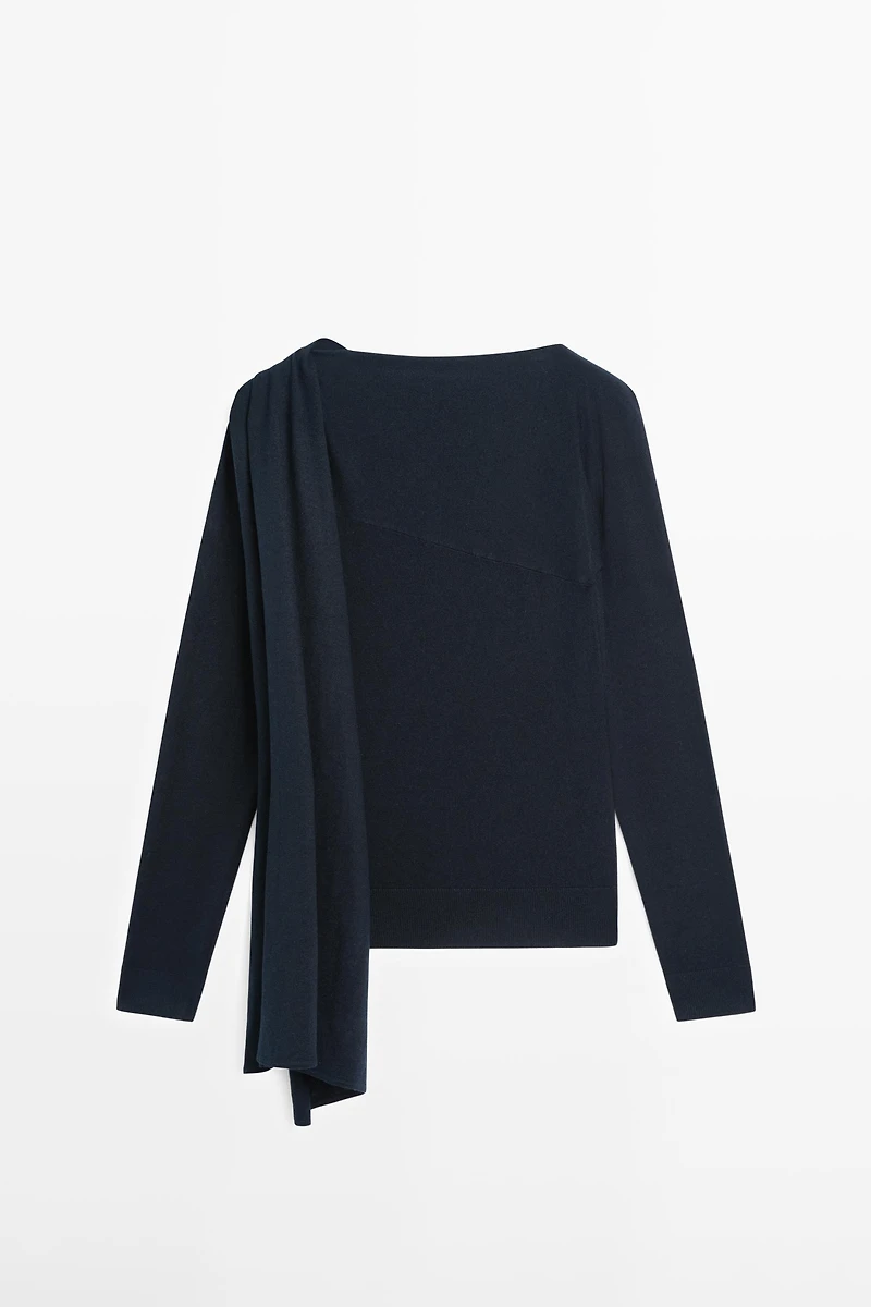 Pull en maille avec écharpe soie mélangée - STUDIO
