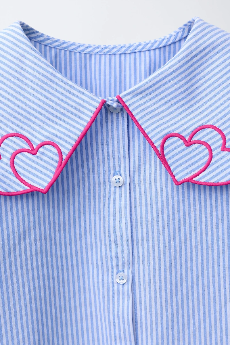 STRIPED HEART COLLAR SHIRT