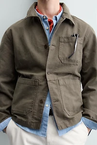 WASHED CANVAS RELAXED FIT OVERSHIRT