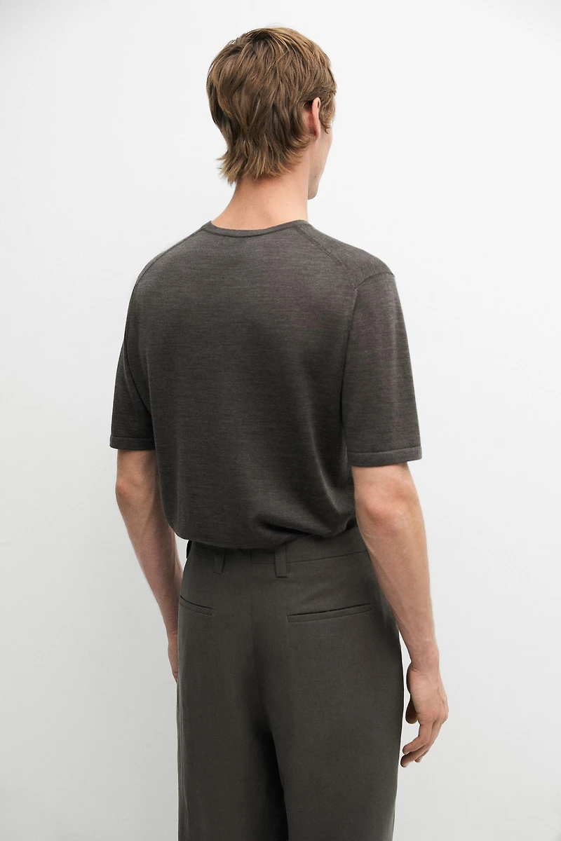 Wool blend knit T-shirt