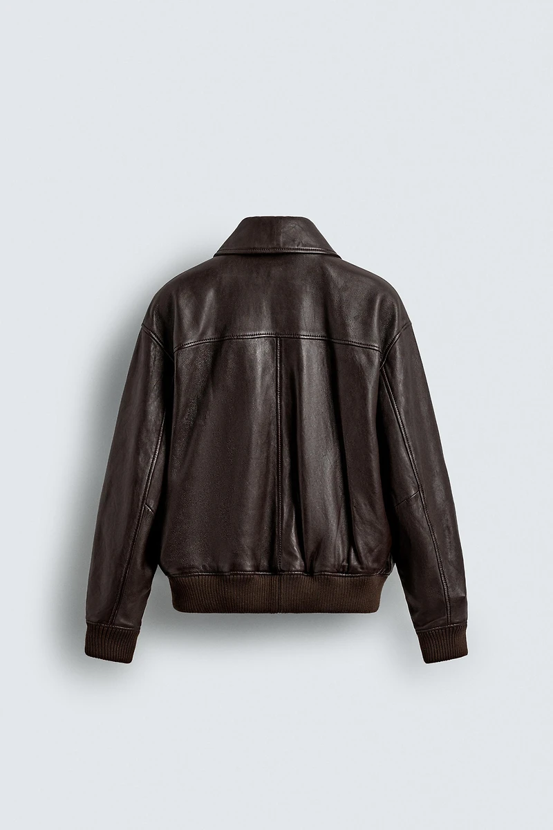 VESTE EN CUIR À POCHES
