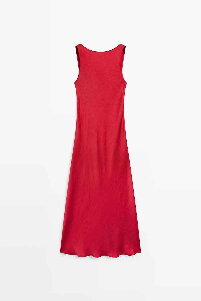 Flowing satin midi dress