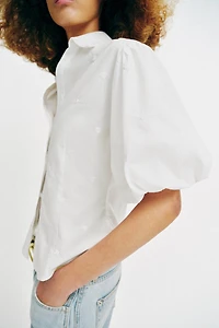 EMBROIDERED PUFF SLEEVE SHIRT