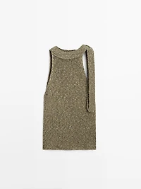 100% cotton halter top with tie detail