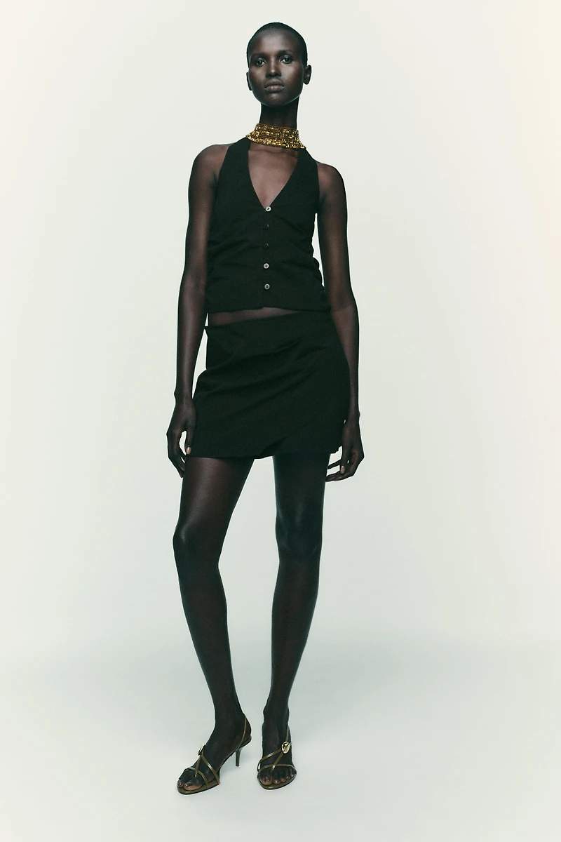 PLEATED WRAP SKORT