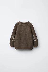 CHUNKY KNIT SWEATER WITH ELBOW PATCHES