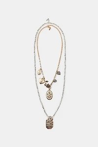 PACK OF 2 MIXED CHARM AND MEDALLION NECKLACES