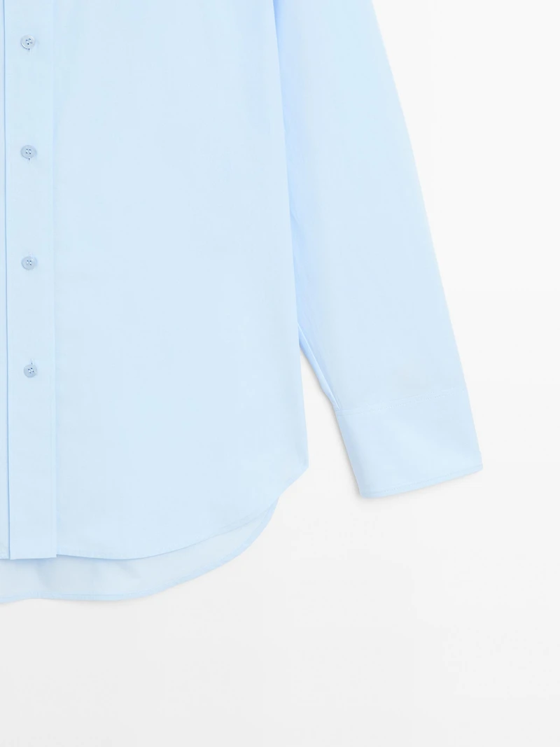 Long 100% cotton poplin shirt