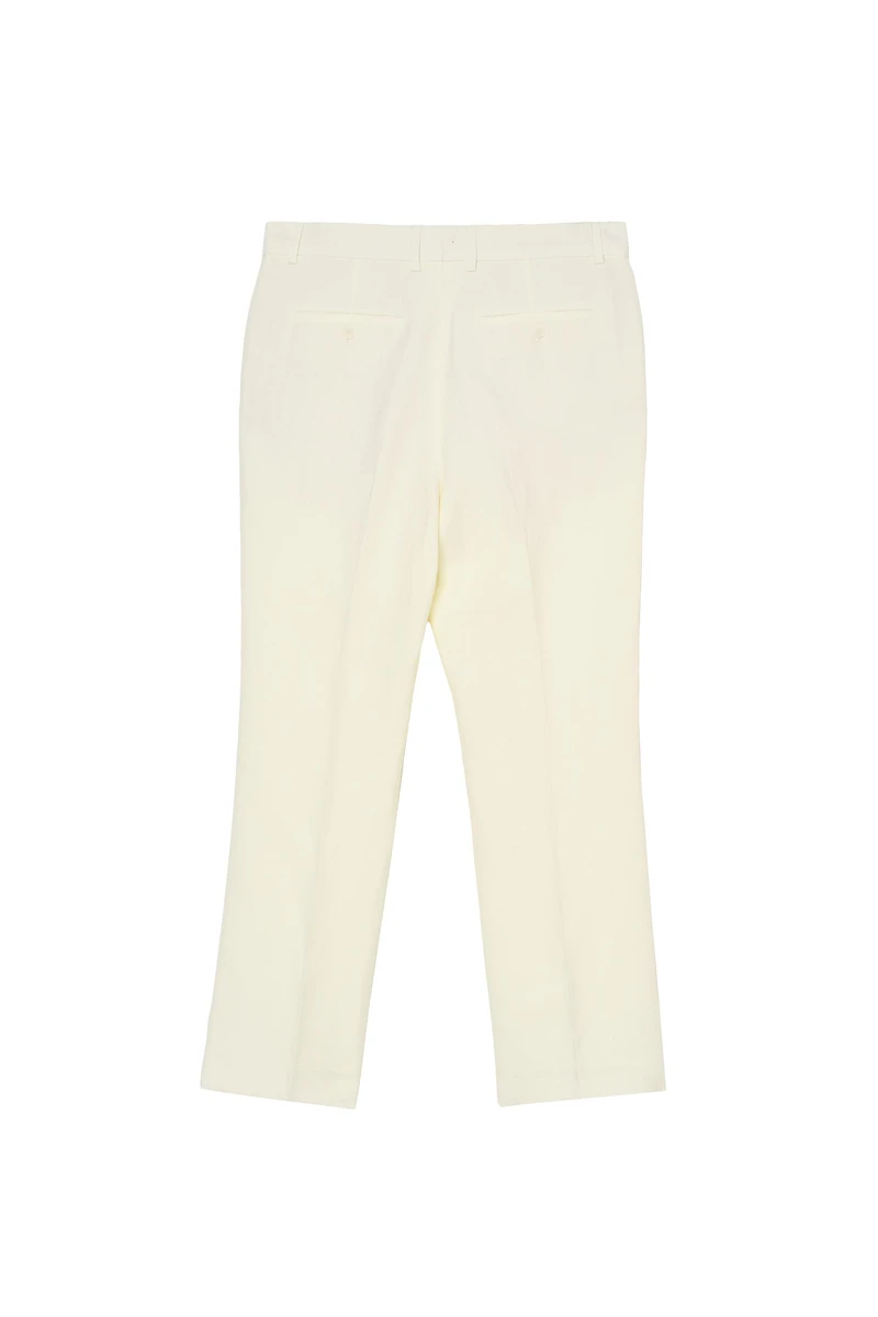HERRINGBONE LINEN-WOOL RELAXED FIT SUIT PANTS