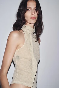 HALTER TOP WITH METALLIC THREAD