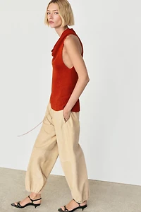 Cotton top with cowl neckline