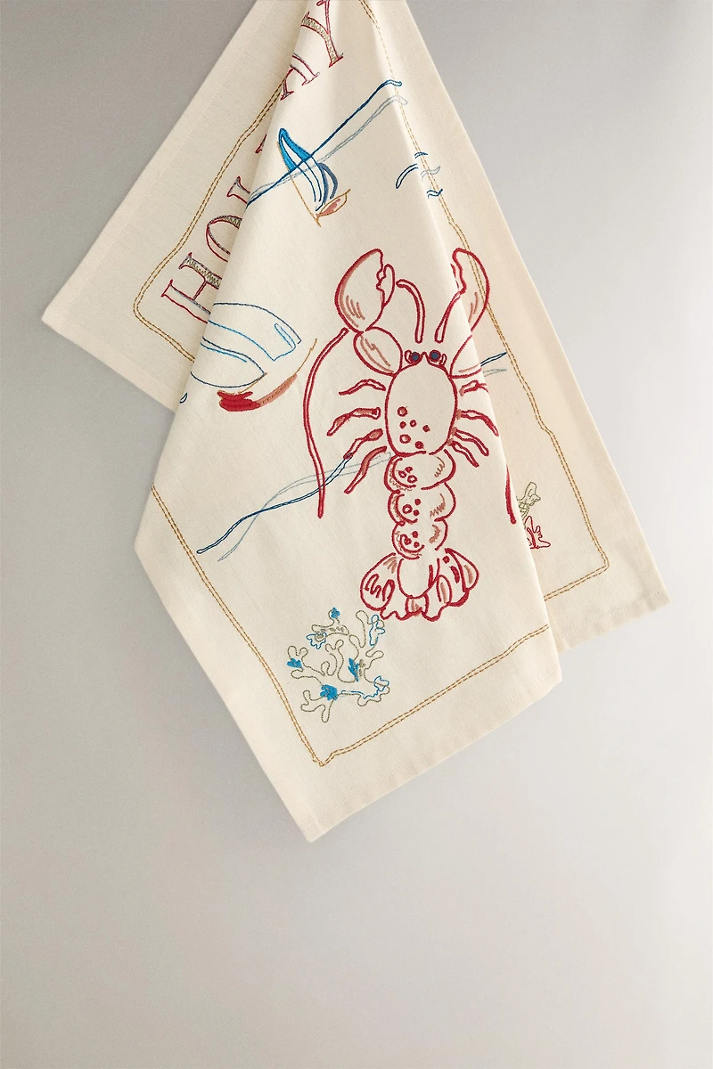 EMBROIDERED HOLIDAY KITCHEN TOWEL