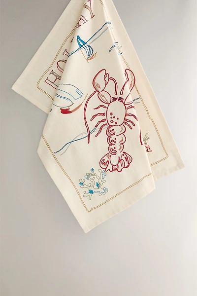 EMBROIDERED HOLIDAY KITCHEN TOWEL