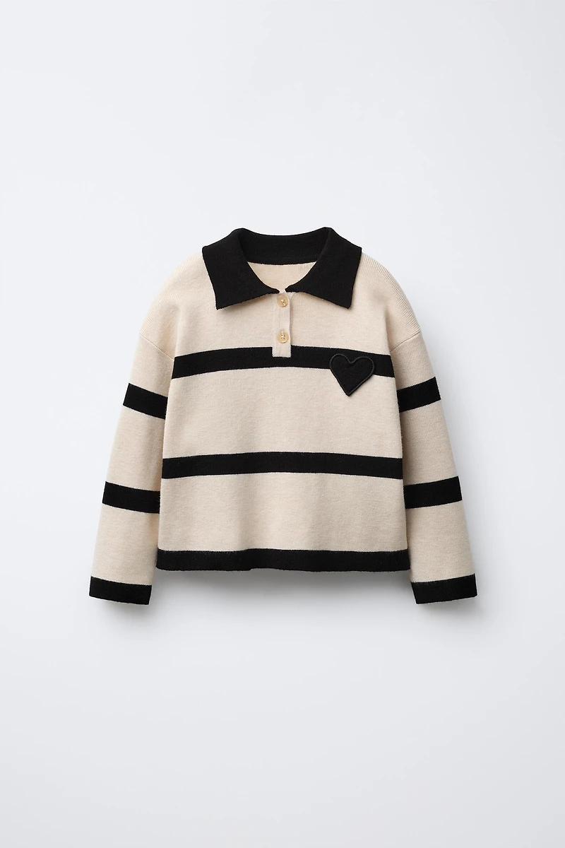 POLO EN MAILLE RAYURES CŒUR