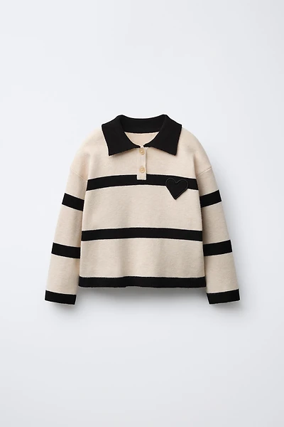 POLO EN MAILLE RAYURES CŒUR