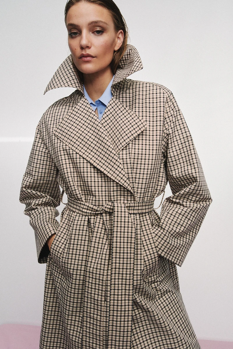 ZW COLLECTION OVERSIZED PLAID TRENCH COAT