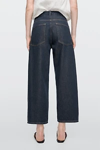 Jean wide leg taille moyenne cropped