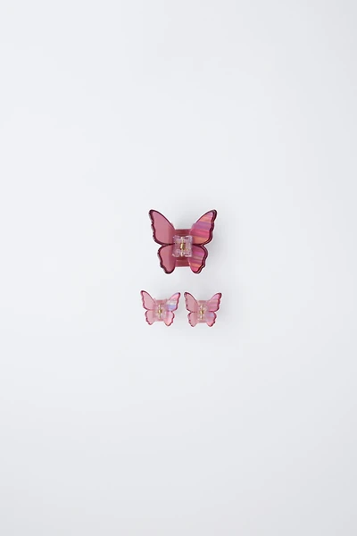 PACK OF THREE BUTTERFLY HAIR CLIPS