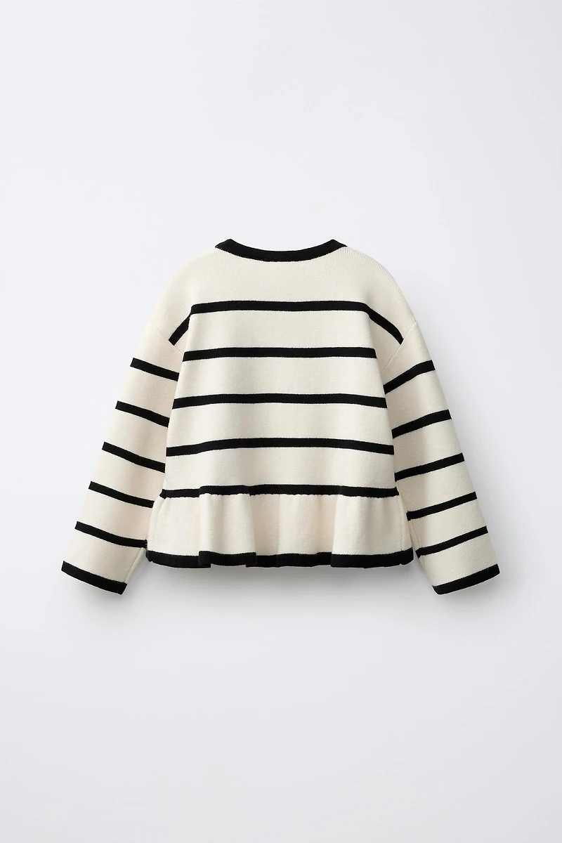 STRIPED AND BOW KNIT JUMPER