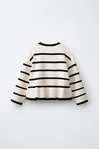 STRIPED AND BOW KNIT JUMPER