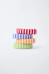 FOUR-PACK OF STRIPED SCRUNCHIES