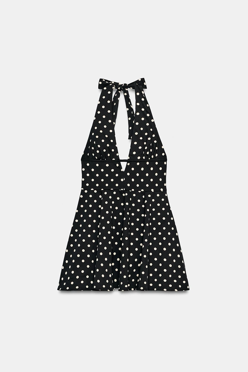 POLKA DOT CAPE SKIRT HALTER DRESS