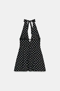 POLKA DOT CAPE SKIRT HALTER DRESS