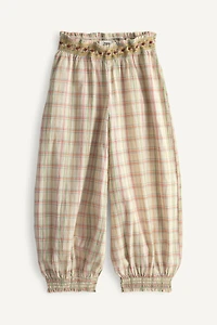 PANTALON BOUFFANT À CARREAUX ET FLEURS BRODÉES LIMITED EDITION