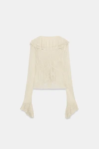 SHINY RUFFLED LACE TOP